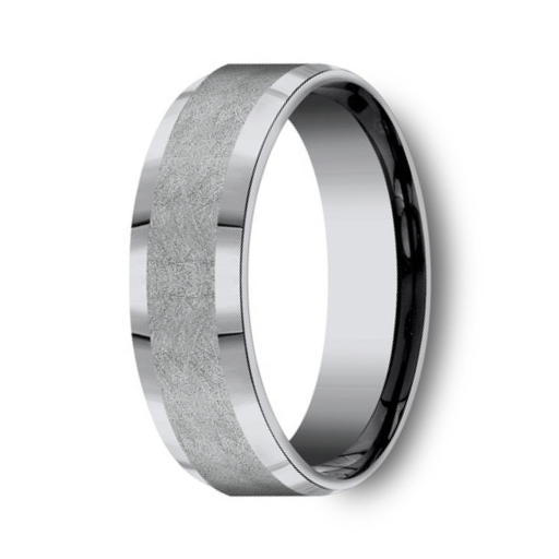 The Officer 7mm Tantalum Swirl Finish Beveled Edge Mens Ring