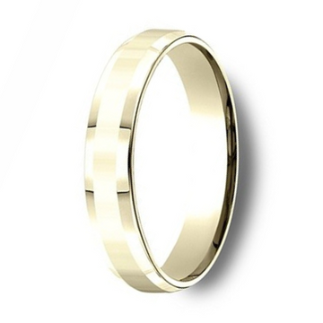 Polished Men's Wedding Band in 14K Yellow Gold Beveled Edge 4mm