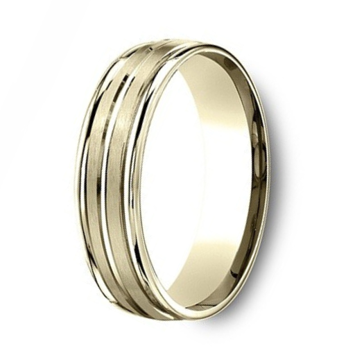 10K Yellow Gold Wedding Ring With Polished Accents  6mm
