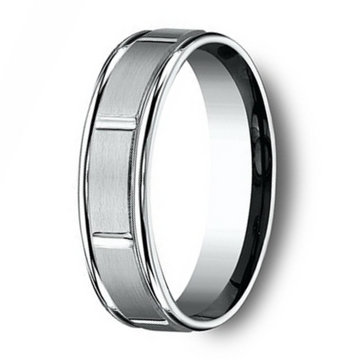 The Meridian Men's 10K White Gold Wedding Band With Raised Center 6mm