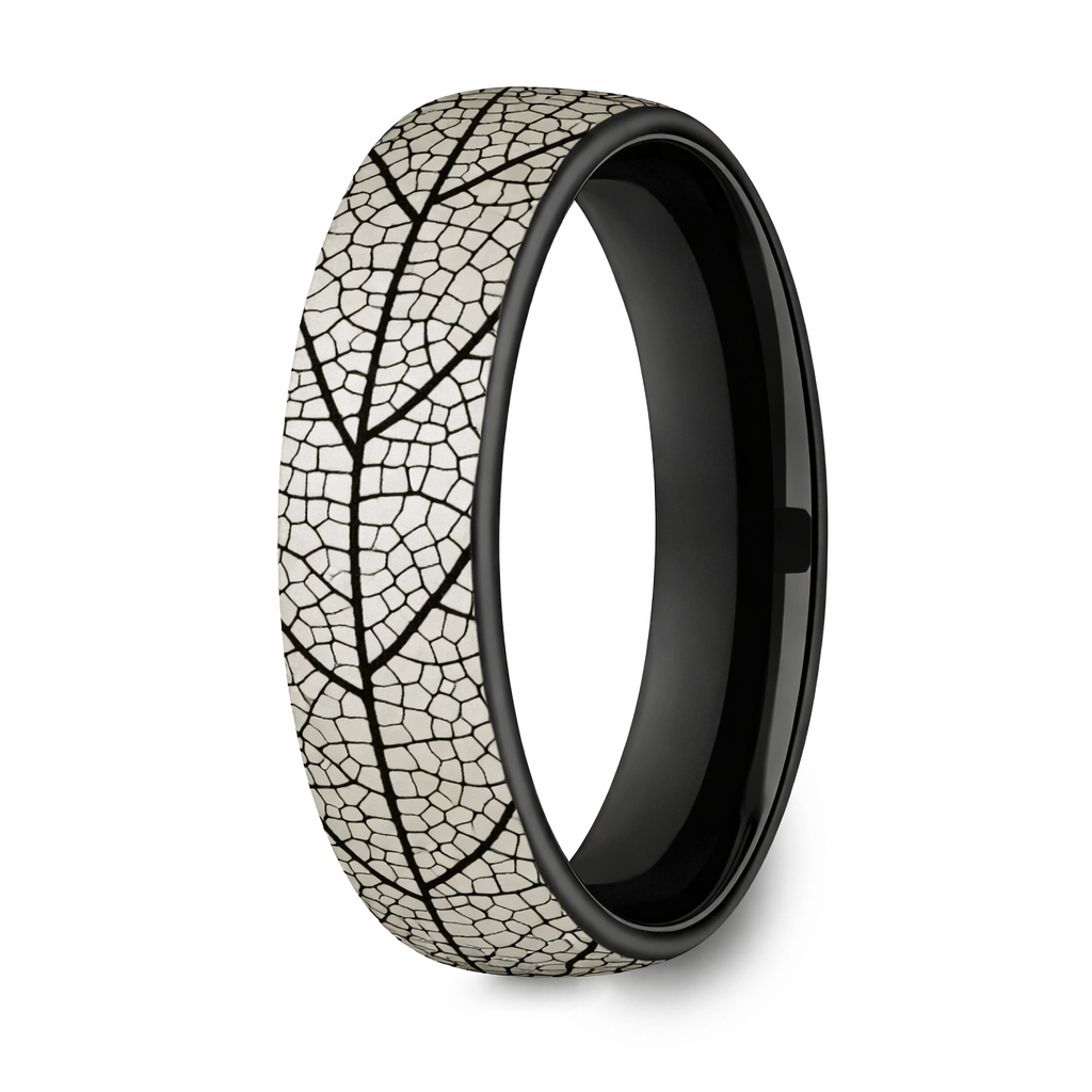 The Berkshire 6.5mm Grey and Black Titanium Leaf Pattern Men's