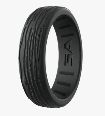 Silicone Men's Ring Tread Pattern in Black