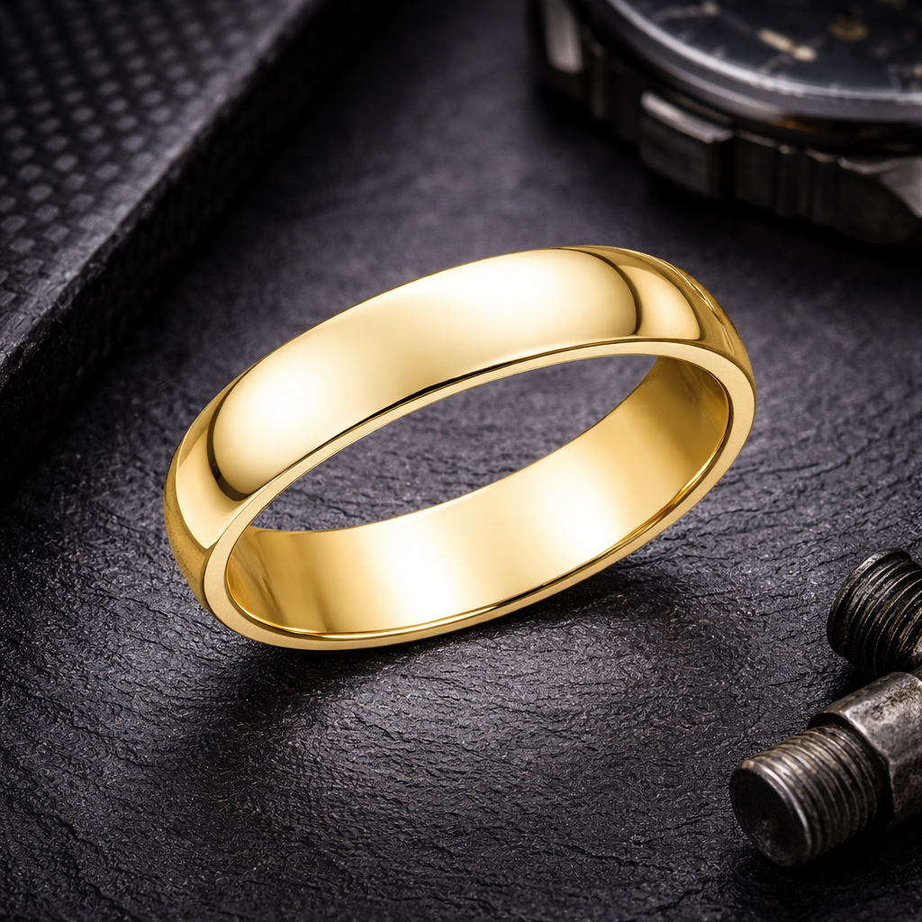 The Bradford 14k Men's Polished Domed Yellow Gold Wedding Ring 7mm ...