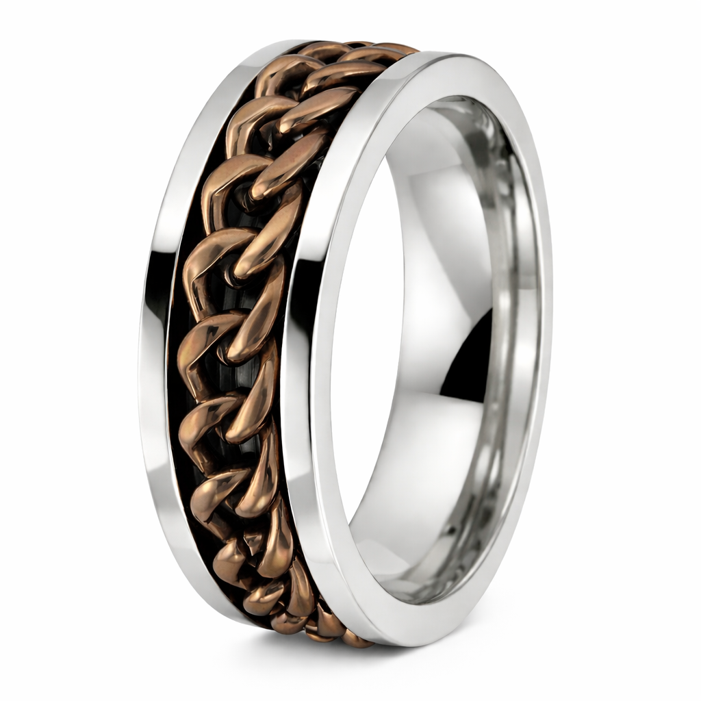 Mens Titanium Black Cable Ring with Satin Finish and 18K Gold Screws ...