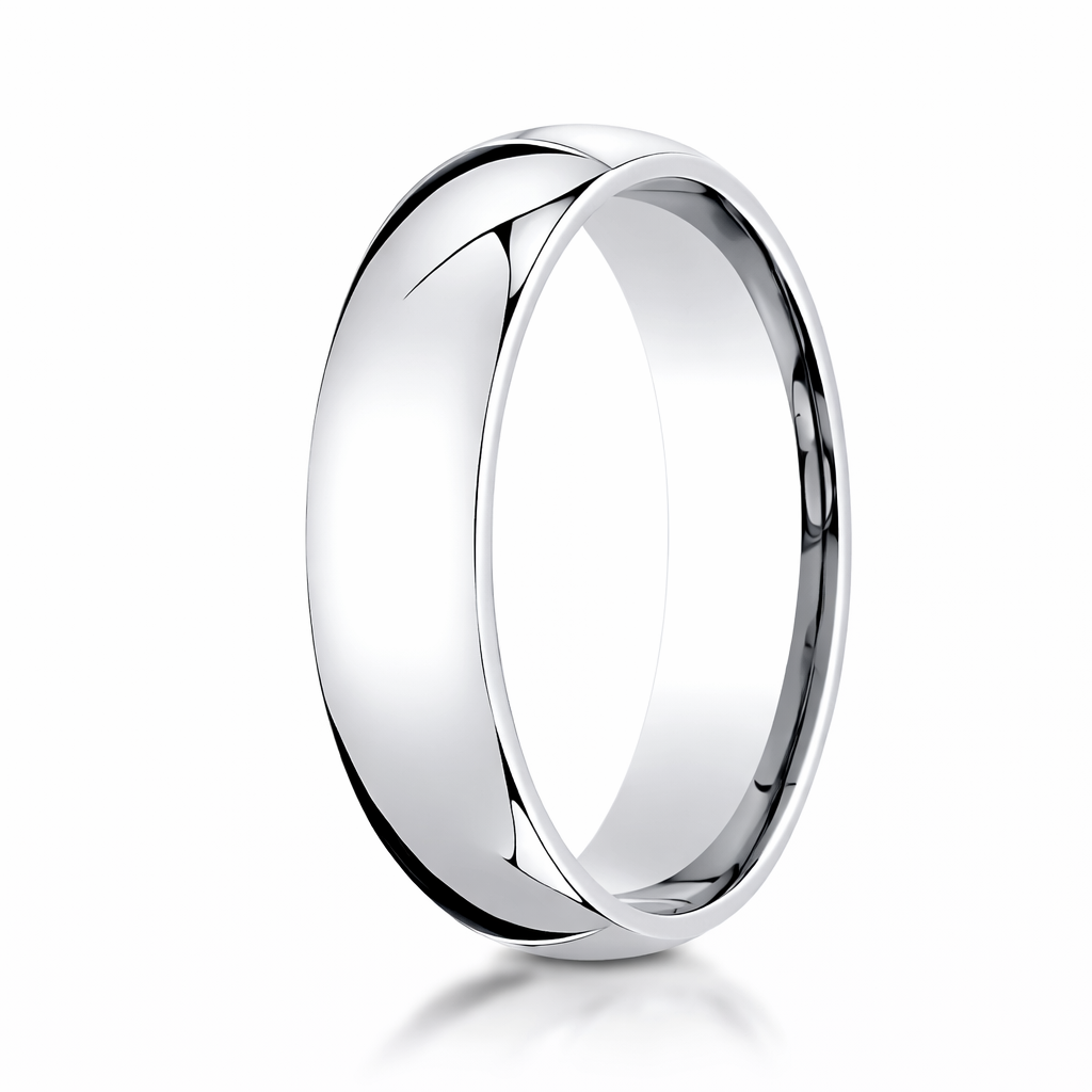 The Ellis 14k White Gold 5mm Slightly Domed Super Light Men's