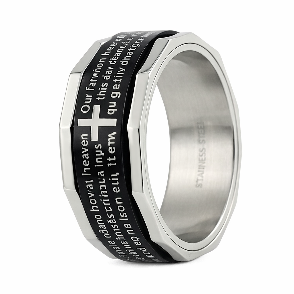 The Devotion Men's Black Stainless Steel Christian Spinner Lord's