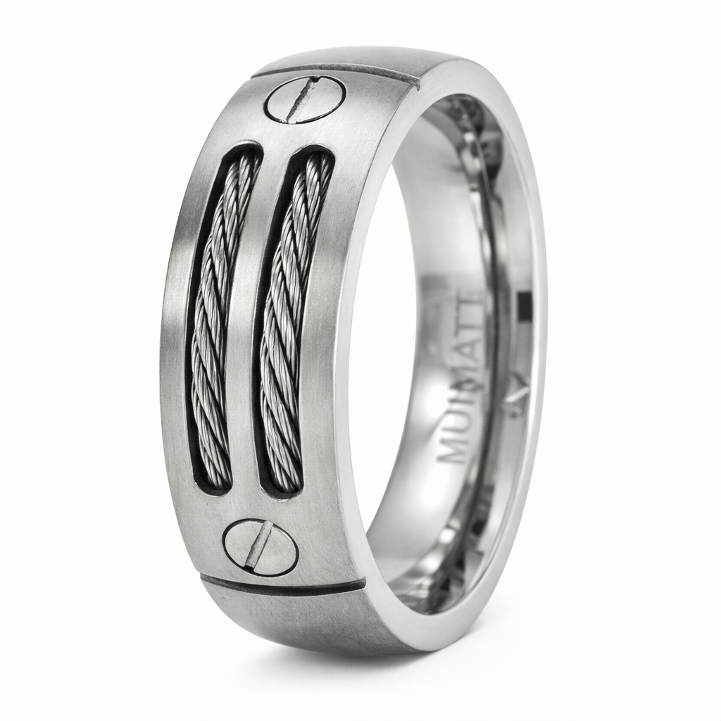 希少 undercover fragment titanium ring The Flux Double Cable Men's Titanium Ring and Two Screws 8mm