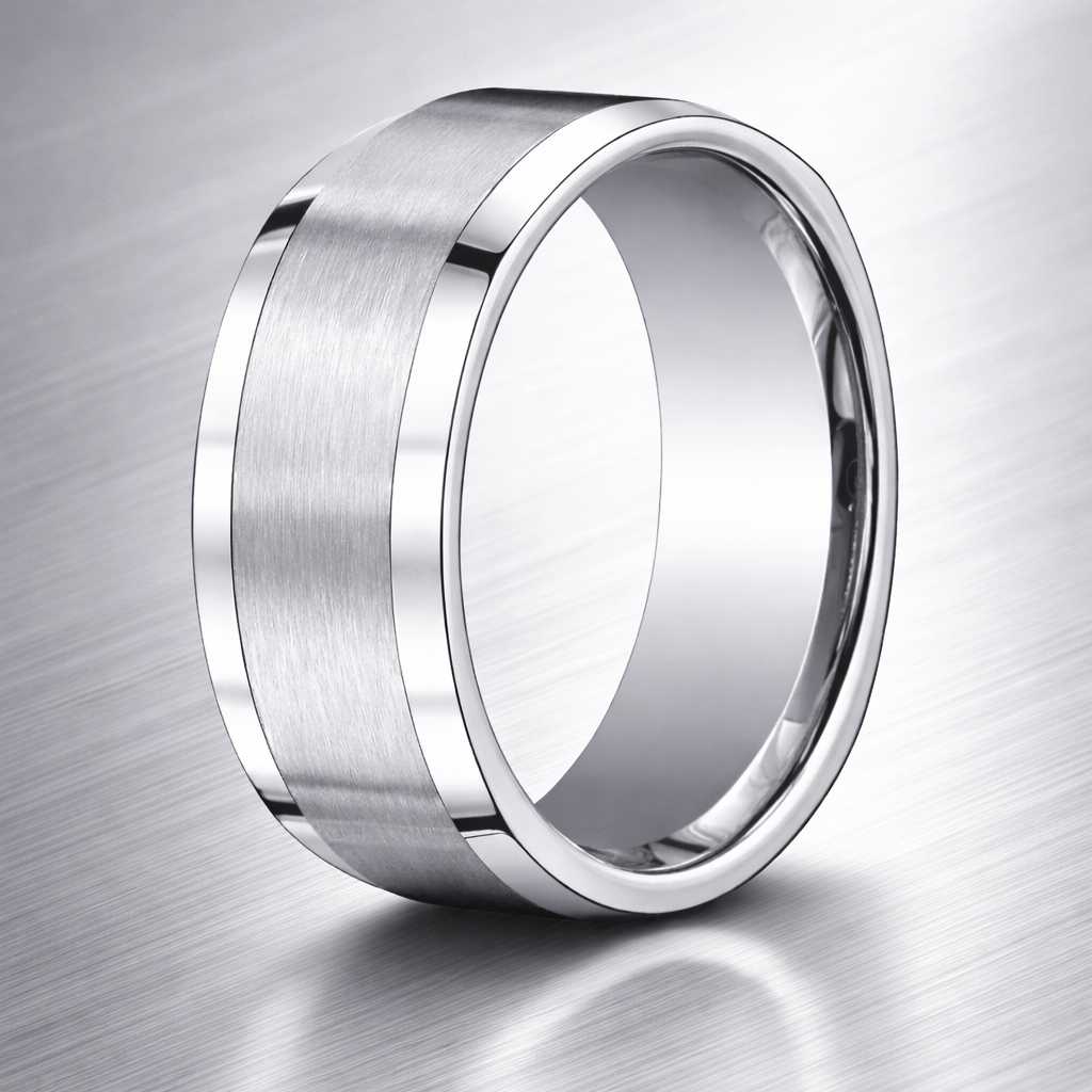 The Forge Men's Titanium Four Sided Satin Finish Wedding Ring 9mm ...