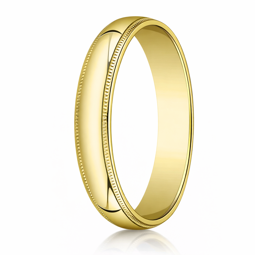 The Gilt Bead Milgrained Wedding Ring for Men in 18K Yellow Gold | 5mm ...