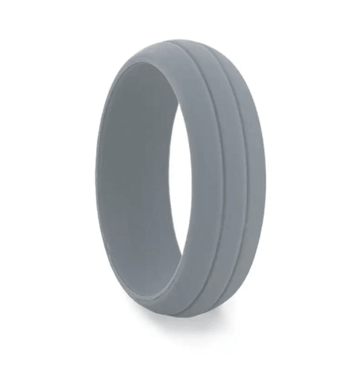 HAMMER Dual Groove Silicone Ring Grey Comfort Fit Hypoallergenic-8mm