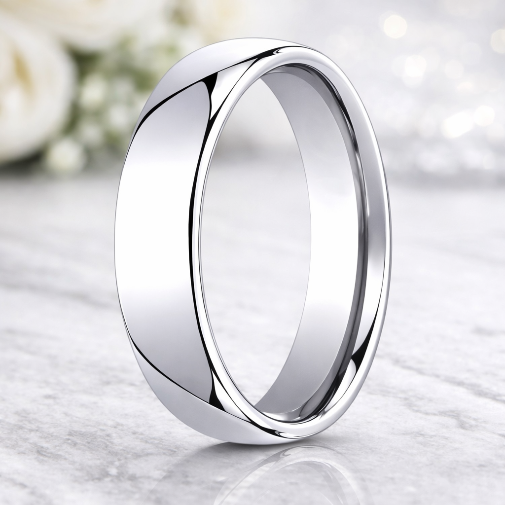 The Halo Polished Men's Wedding Ring in Cobalt Chrome Classic Dome 6mm ...