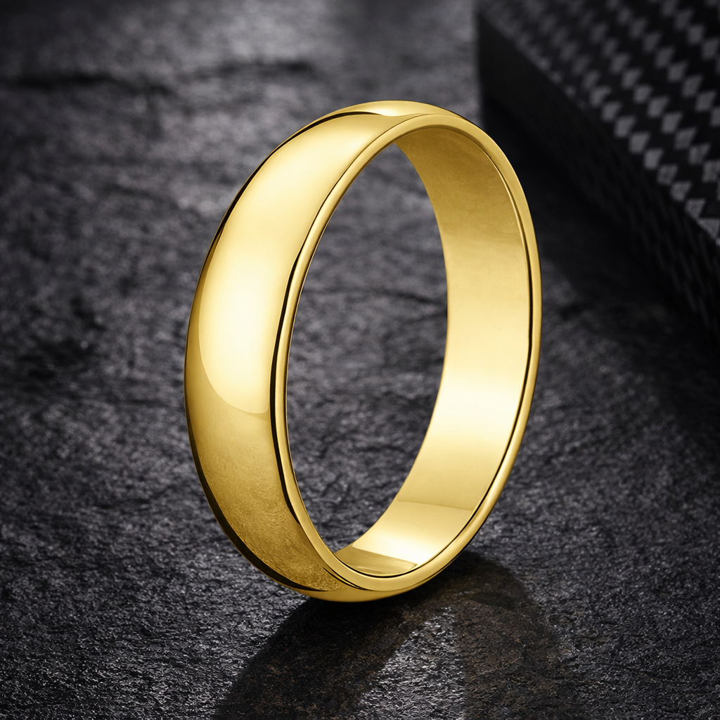 mens dress rings gold The Keepsake Men's Wedding Ring in 18K Yellow Gold, Polished Dome bride