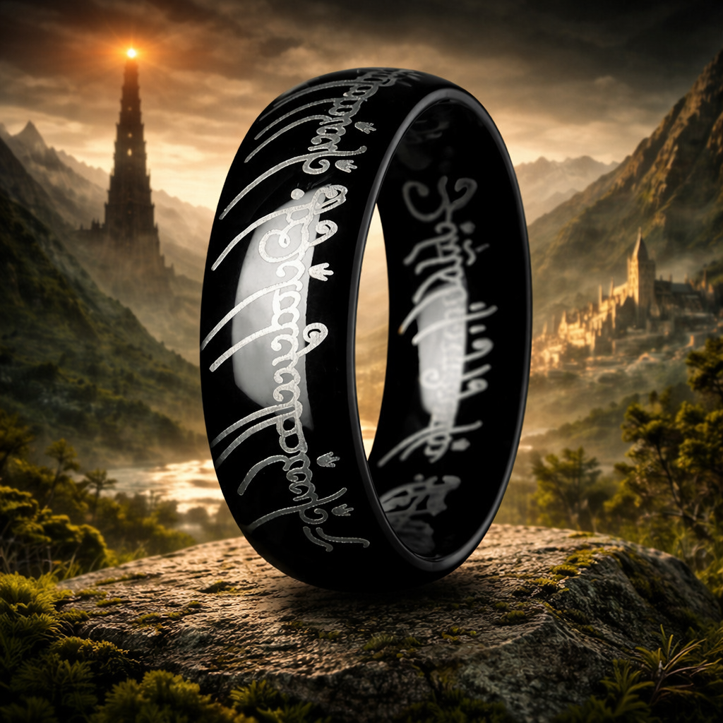 The LOTR Lord of the Rings Black Tungsten The One Engraved Sauron's Ba ...