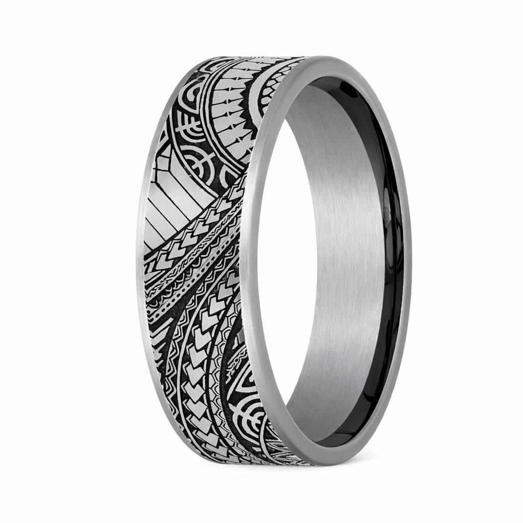 The Mana Polynesian Designed Tantalum and Titanium Men's Ring - 7.5mm ...