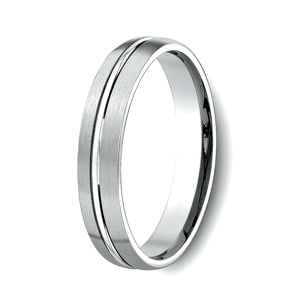 The Monroe Satin Finish 950 Platinum Ring For Men Polished Center Groo ...