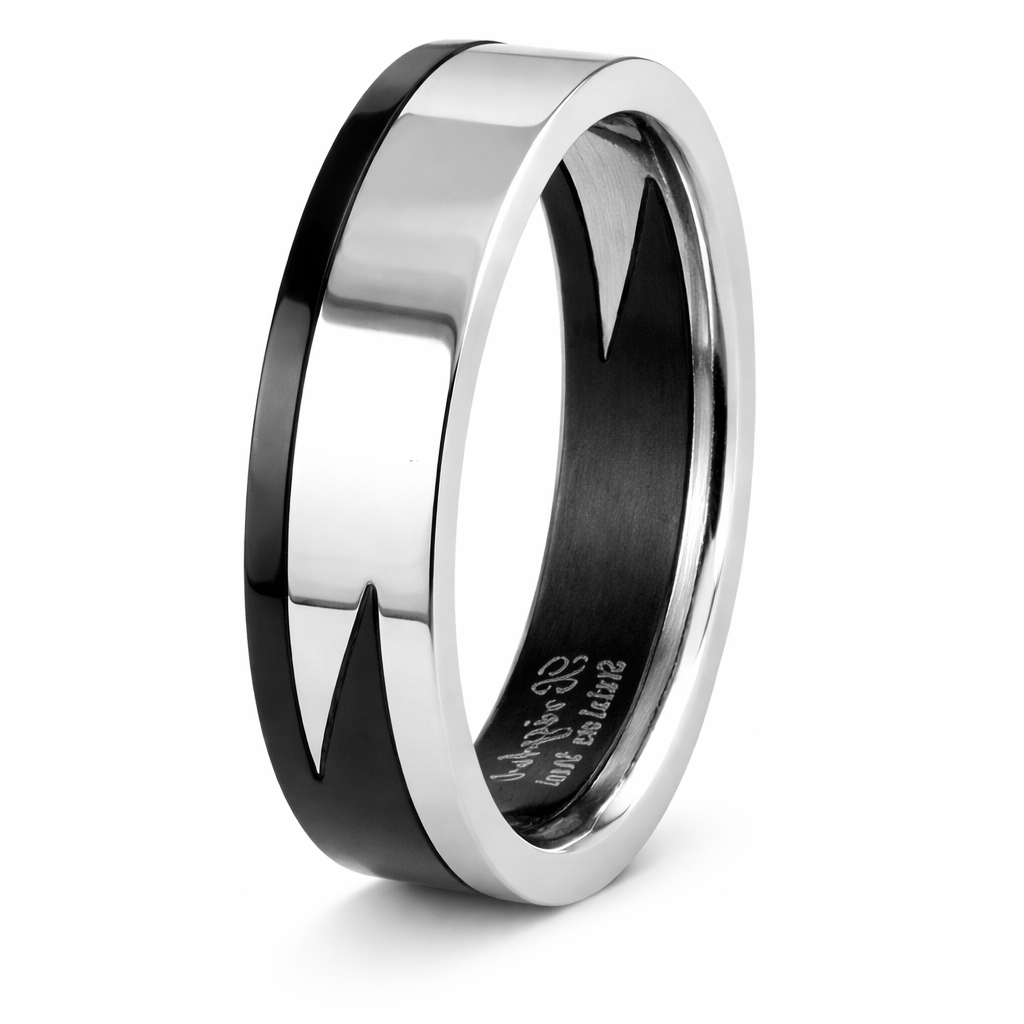 The Link Men's Stainless Steel Two Piece Puzzle Ring Polished and