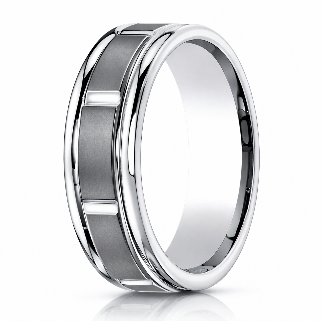The Ridge 6mm Men's Matte Satin Titanium Wedding Ring with The Ridge 6mm Men's Matte Satin Titanium Wedding Ring with