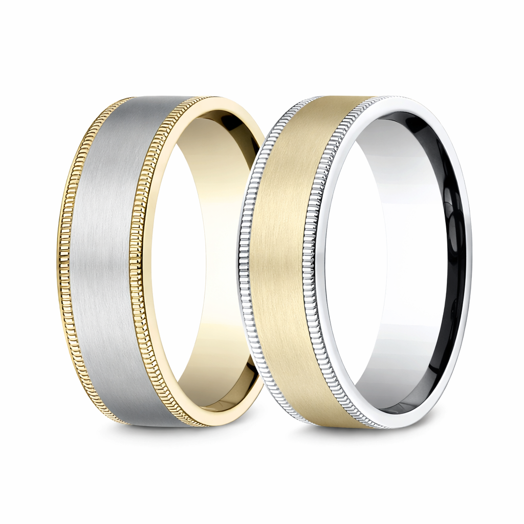 The Sage 10K W&Y or Y&W Gold Men's Wedding Ring with Satin Center