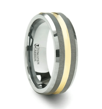 CENTREVILLE Tungsten Carbide Ring with Gold Plated Channel - 8 mm
