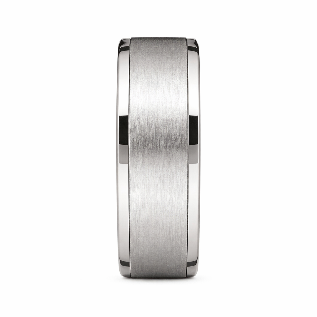 The Spinner Polished and Satin Spinner 8mm Band Ring in Stainless
