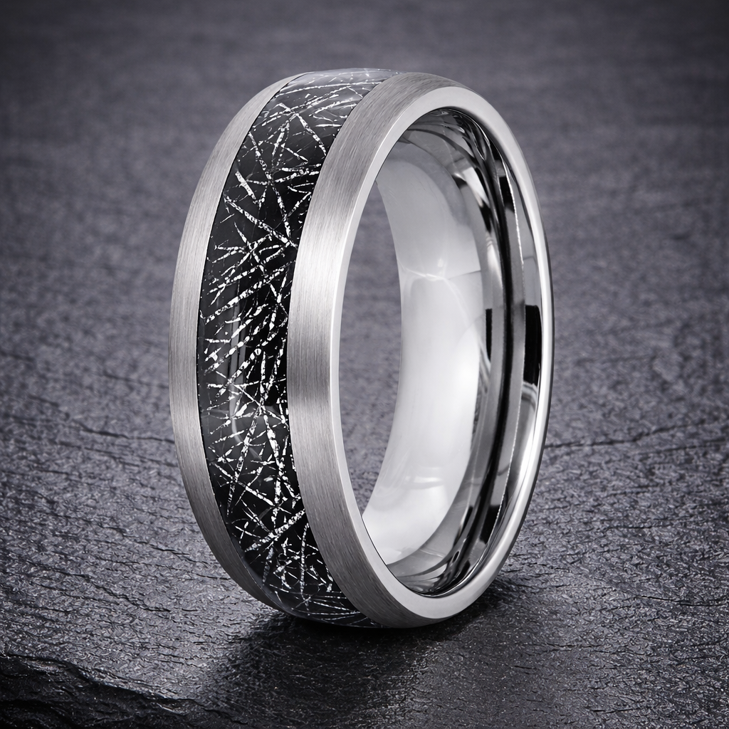 The Starfall Tungsten Men's Semi-Domed Black IP Imitation