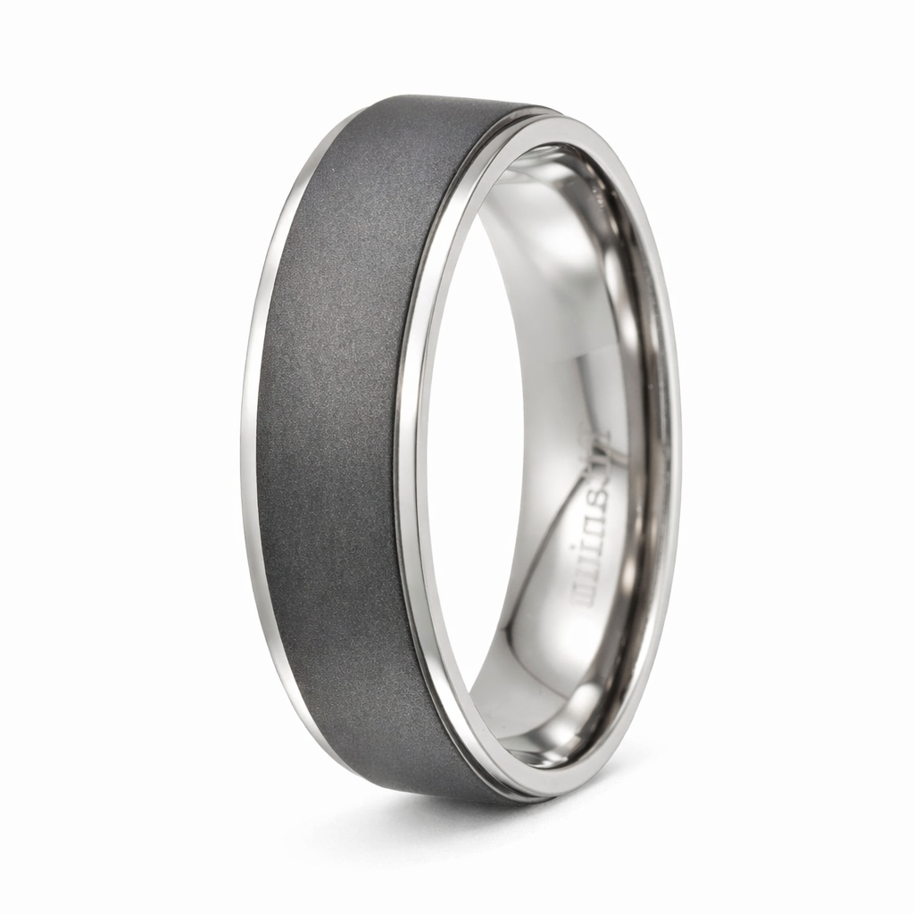 The Vertex Men's Titanium Wedding Band, Matte Finish with Polished Edg ...