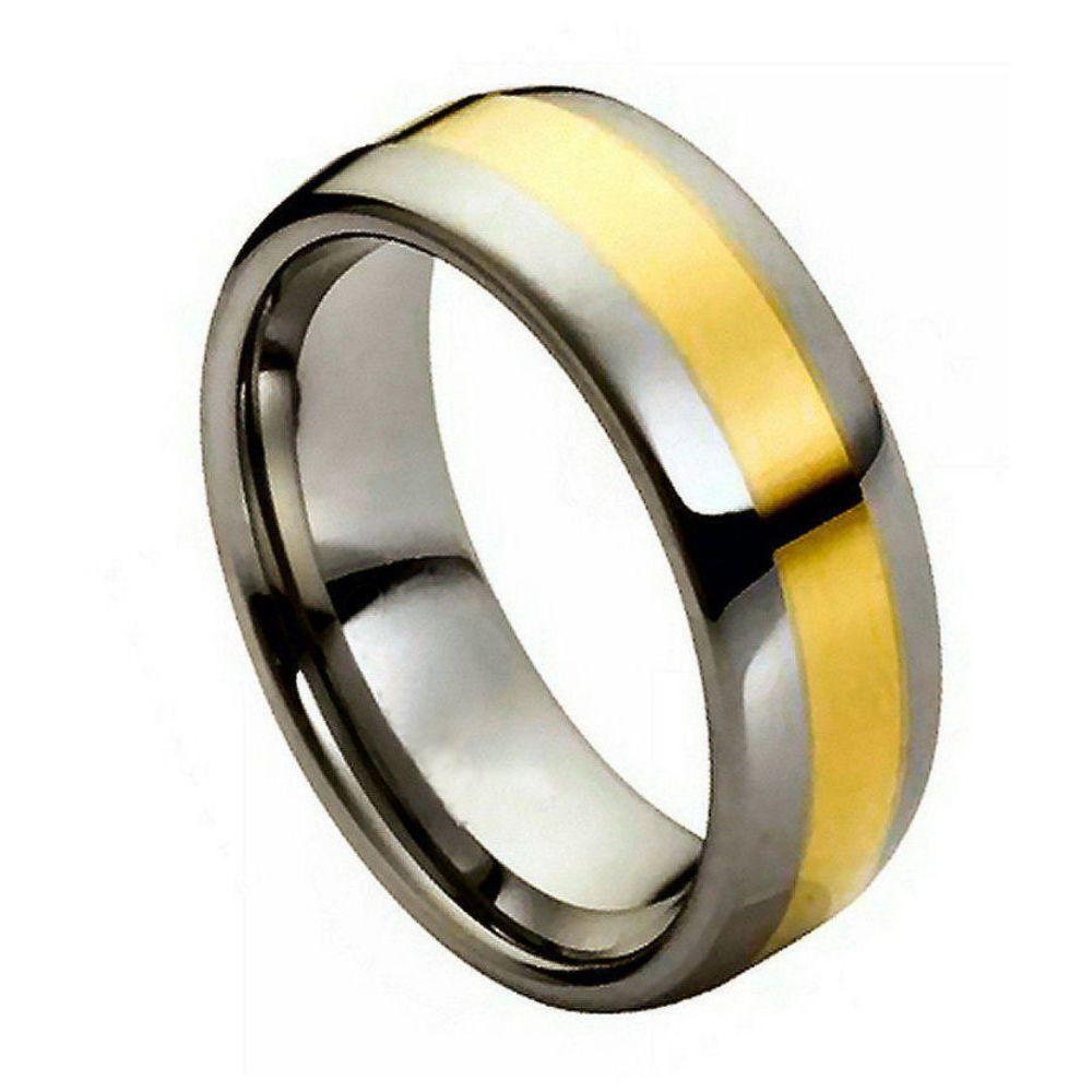 Tungsten High Polished Dome Yellow Gold Plated Ring l 9mm