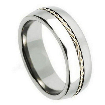 Tungsten Ring with a Braided Sterling Silver Band Center-8mm