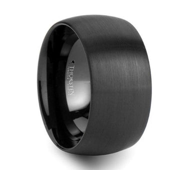 MILWAUKEE Round Black Tungsten Carbide Ring with Brushed Finish- 20mm