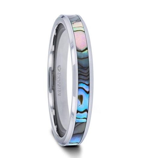 MAUI Thorsten Tungsten Carbide Ring with Mother of Pearl Inlay - 4mm