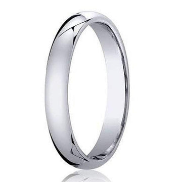 950 Platinum Men's Wedding Ring, Polished Dome-3mm