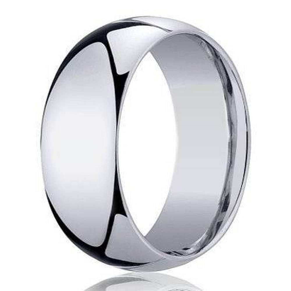 Men's 8mm Domed Comfort Fit 14k White Gold Wedding Band