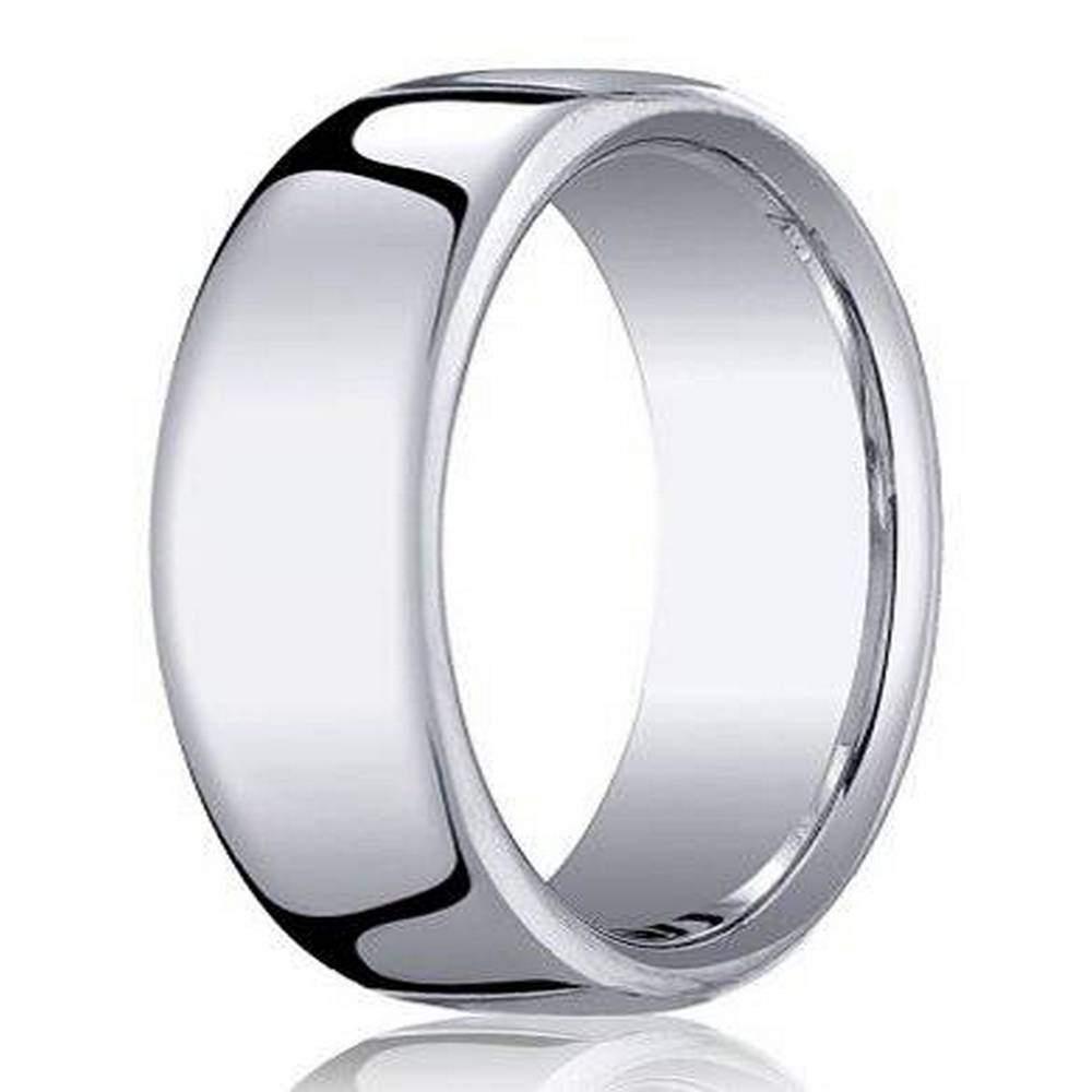 7.5mm 14k White Gold Wedding Band for Men with Heavy Fit