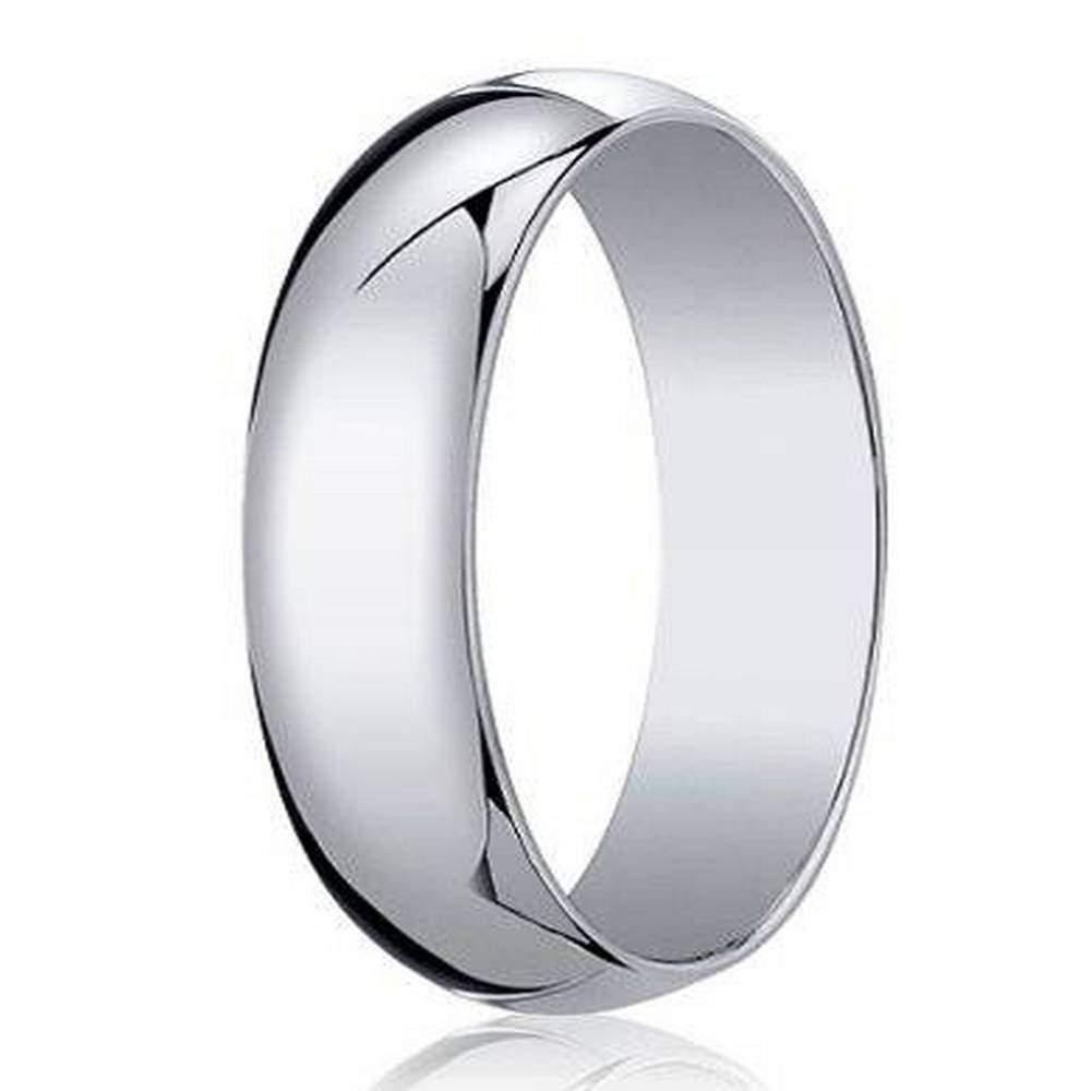 6mm Men's 14k White Gold Wedding Band with Classic Dome