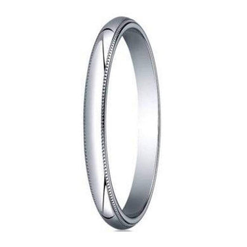 2mm Designer Traditional Fit Milgrain 14K White Gold Wedding Band