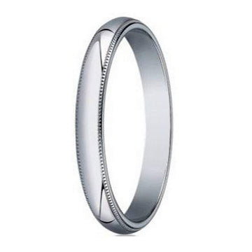 Designer 3 mm Traditional Fit Milgrain 10K White Gold Wedding Band