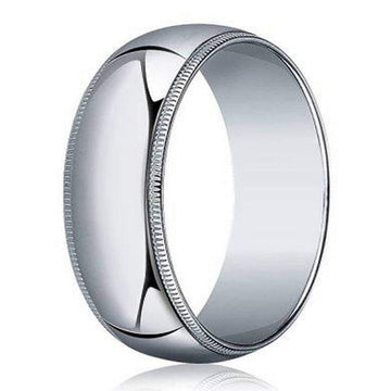 Designer 7 mm Traditional Fit Milgrain 10K White Gold Wedding Band