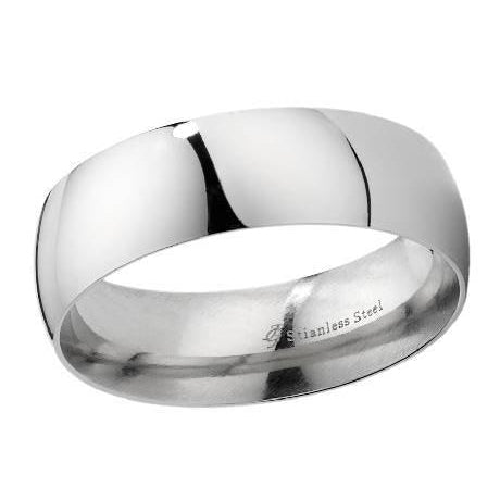 The Solace 8mm Polished Stainless Steel Domed Wedding Ring for Men