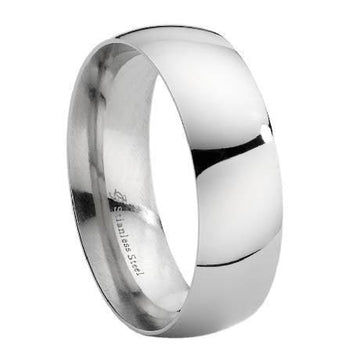 8mm Stainless Steel Domed Wedding Ring