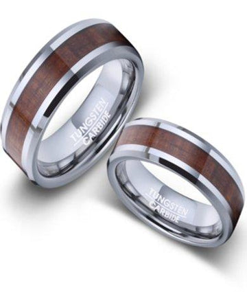 His and Hers Tungsten and Koa Wood Wedding Rings l 5mm/8mm