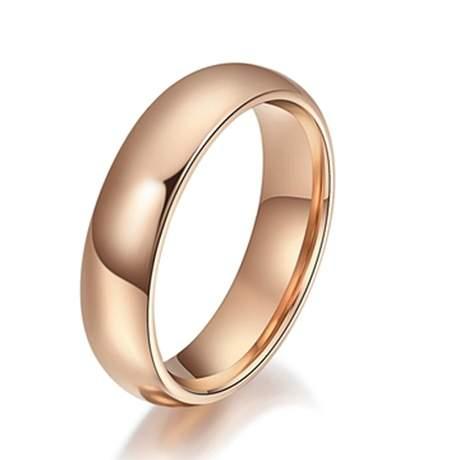 Tungsten  Rose Gold Polished Finish Wedding Band - 4mm