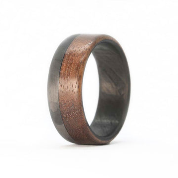 70/30 walnut wood ring with carbon fiber sleeve