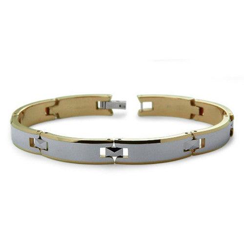 Gray & Gold IP Two Tone Tungsten Carbide Link Bracelet
