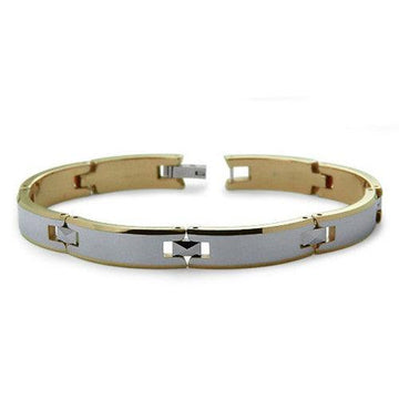 Gray & Gold IP Two Tone Tungsten Carbide Link Bracelet