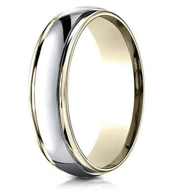 Designer Men's Wedding Ring, Mixed 14K Yellow and White Gold, 4mm