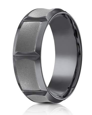 Tantalum 8mm Powder Coated Vertical Cut Beveled Edge Design Ring