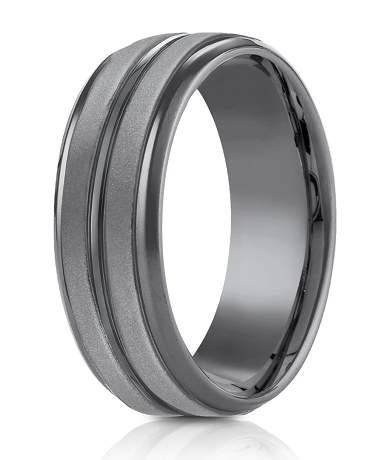 Tantalum 8mm Powder Coated Horizontal Center Cut Beveled Edge Design Ring