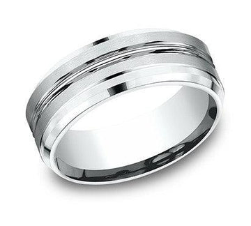 Benchmark 8mm 950 Platinum Center Cut Mens Ring