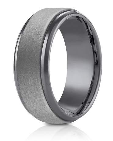 Forge Tantalum 9mm Powder Coated Finish High Polish Beveled Edge Design Ring