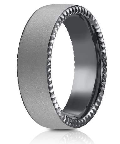 Tantalum 6.5mm Powder Coated Finish Riveted Coin Edge Design Ring